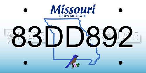 83DD892 Missouri License Plate