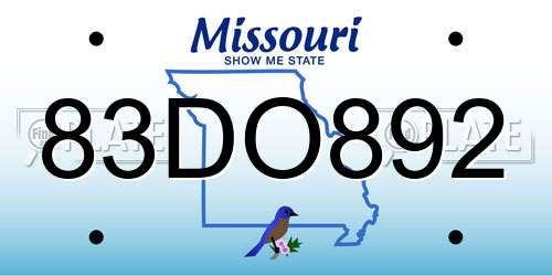 83DO892 Missouri License Plate