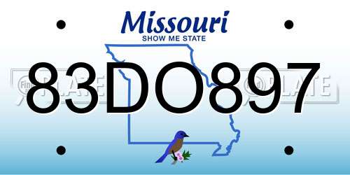83DO897 Missouri License Plate