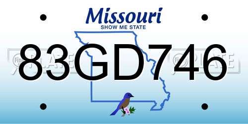 83GD746 Missouri License Plate