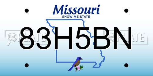 83H5BN Missouri License Plate
