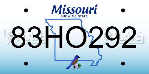 83HO292 Missouri License Plate
