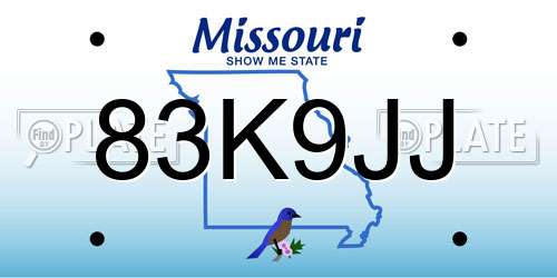 83K9JJ Missouri License Plate