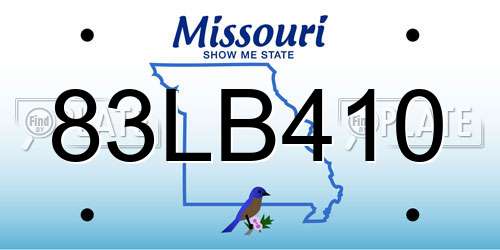 83LB410 Missouri License Plate