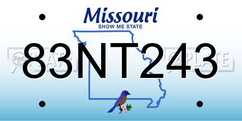 83NT243 Missouri License Plate