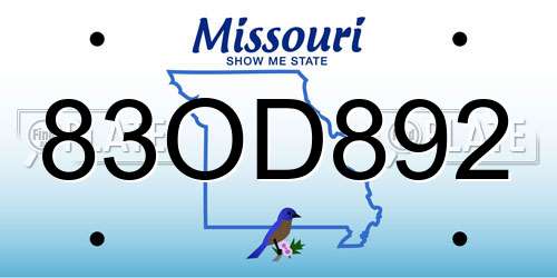 83OD892 Missouri License Plate