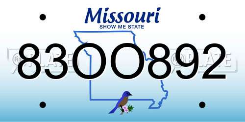 83OO892 Missouri License Plate