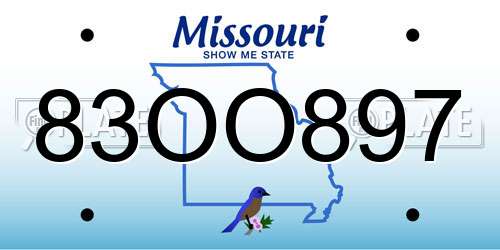 83OO897 Missouri License Plate