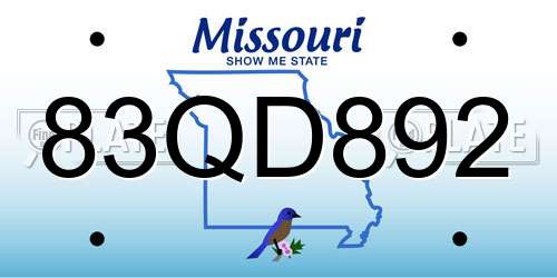 83QD892 Missouri License Plate