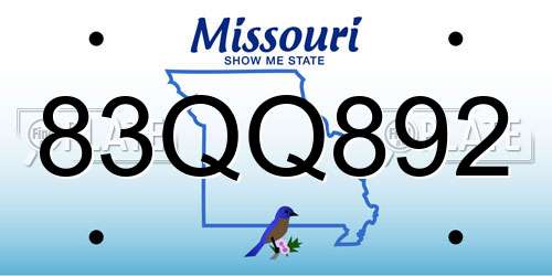 83QQ892 Missouri License Plate