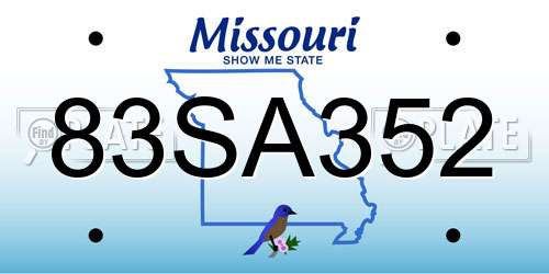 83SA352 Missouri License Plate