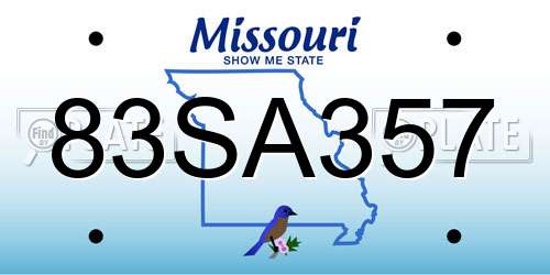 83SA357 Missouri License Plate