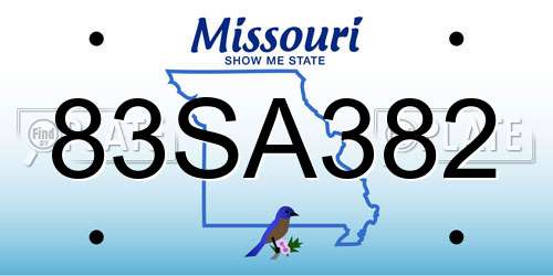 83SA382 Missouri License Plate