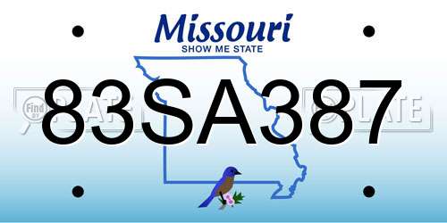 83SA387 Missouri License Plate