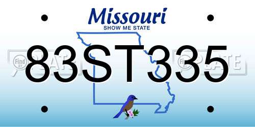 83ST335 Missouri License Plate