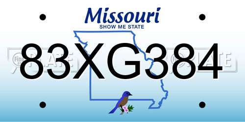 83XG384 Missouri License Plate