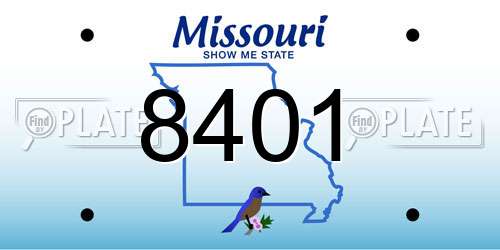 8401 Missouri License Plate