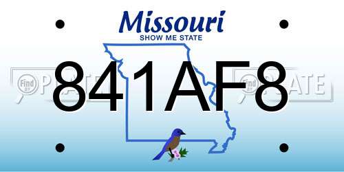 841AF8 Missouri License Plate
