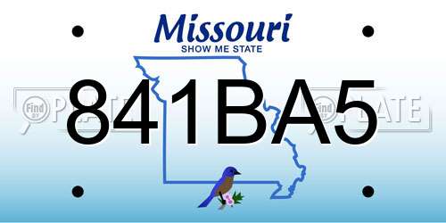 841BA5 Missouri License Plate