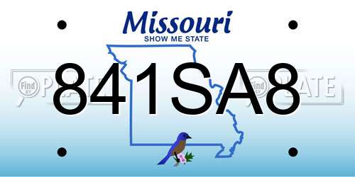 841SA8 Missouri License Plate