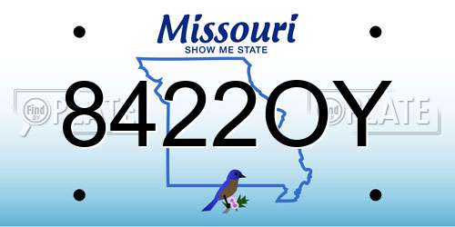 8422OY Missouri License Plate