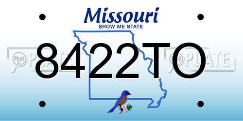 8422TO Missouri License Plate