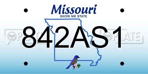 842AS1 Missouri License Plate