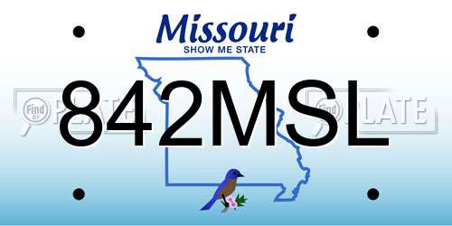 842MSL Missouri License Plate