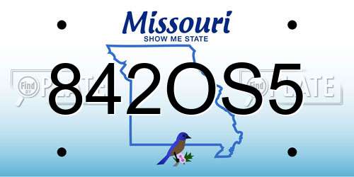 842OS5 Missouri License Plate
