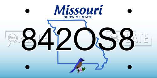 842OS8 Missouri License Plate