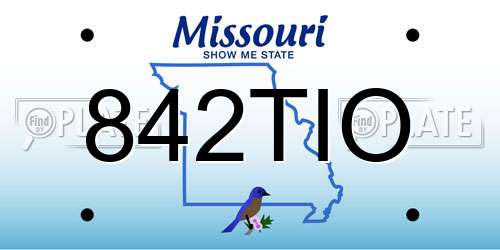 842TIO Missouri License Plate