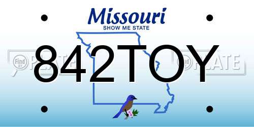 842TOY Missouri License Plate