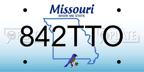842TTO Missouri License Plate