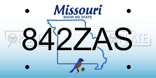 842ZAS Missouri License Plate