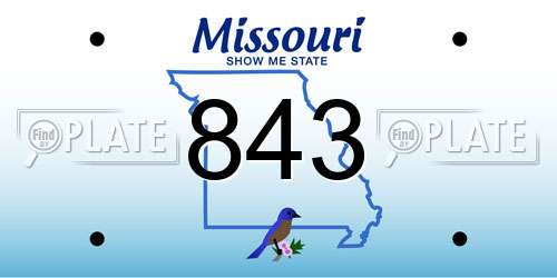 843 Missouri License Plate