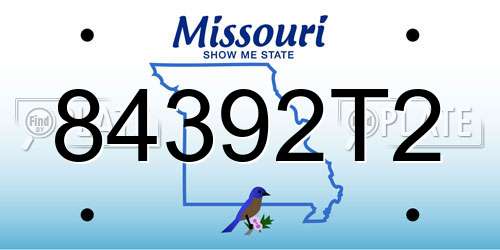 84392T2 Missouri License Plate