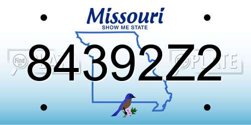 84392Z2 Missouri License Plate