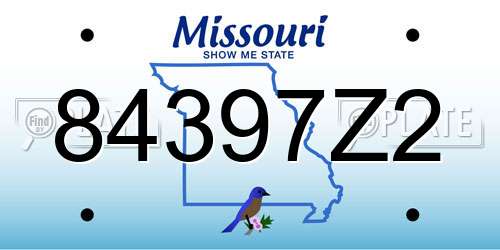 84397Z2 Missouri License Plate