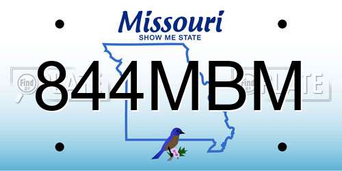 844MBM Missouri License Plate