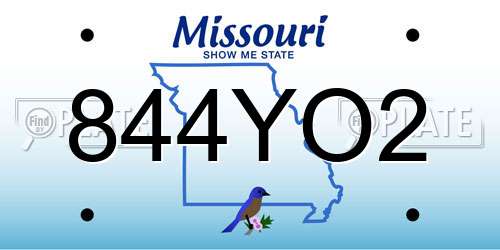 844YO2 Missouri License Plate