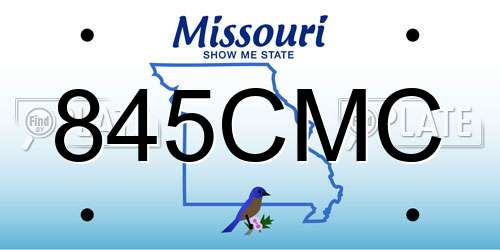 845CMC Missouri License Plate