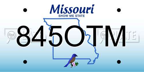 845OTM Missouri License Plate