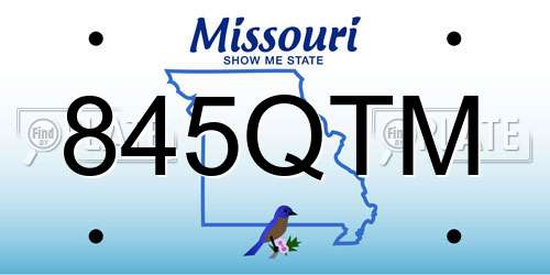 845QTM Missouri License Plate