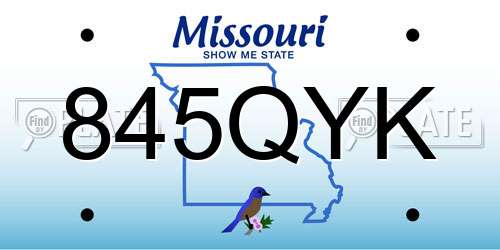 845QYK Missouri License Plate