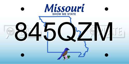 845QZM Missouri License Plate