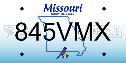 845VMX Missouri License Plate