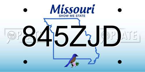 845ZJD Missouri License Plate