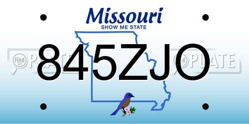 845ZJO Missouri License Plate