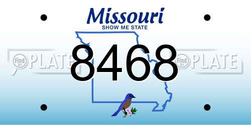 8468 Missouri License Plate