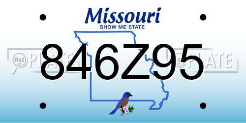 846Z95 Missouri License Plate